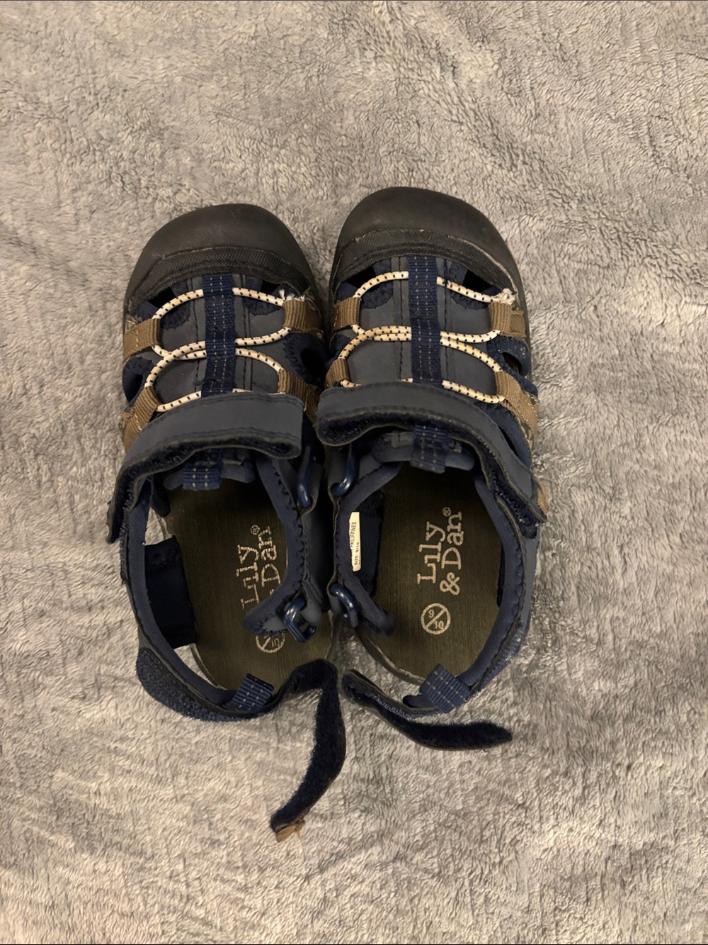 Lily & Dan Navy and Brown Kids' Closed-Toe Sport Sandals